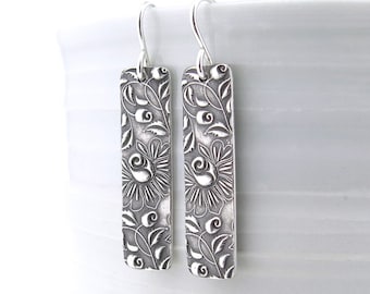 Bohemian Earrings Dangle Silver Earrings Bar Earrings Modern Jewelry Boho Jewelry Gift for Women Silver Jewelry - Bar