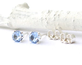 Aquamarine Stud Earrings Aquamarine Earrings March Birthstone Jewelry Gemstone Post Earrings Gift for Her Gift Under 25