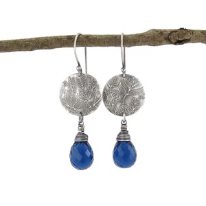Statement Earrings Blue Sapphire Earrings Silver Earrings Blue Earrings Gemstone Jewelry Long Earrings Dangle Kristen image 1