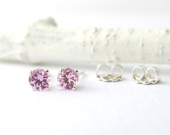 Pink Tourmaline Stud Earrings Pink Tourmaline Earrings Gemstone Post Earrings October Birthstone Jewelry Unique Jewelry Gift for Women