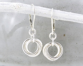 Sterling Silver Love Knot Earrings - Minimalist Dangle Lever Backs
