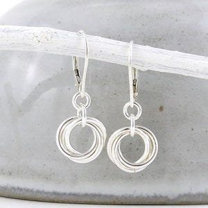 Simple Silver Earrings Lever Back Minimalist Earrings Silver Everyday Earrings Silver Dangle Earrings Christmas Gift for Wife - Love Knot