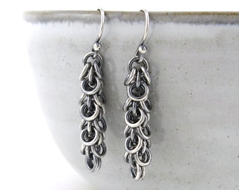 Unique Silver Earrings Dangle Minimalist Earrings Simple Earrings Sterling Silver Rustic Jewelry Everyday Jewelry Gift for Wife - In Motion