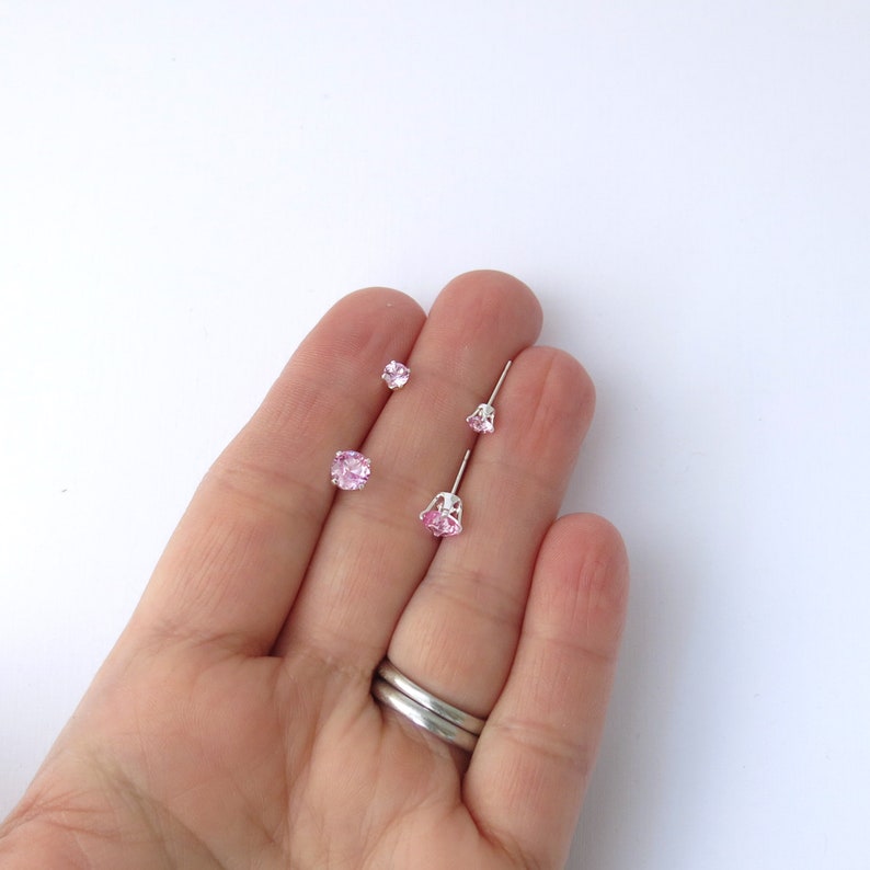 Pink Tourmaline Stud Earrings Pink Tourmaline Earrings Gemstone Post Earrings October Birthstone Jewelry Unique Jewelry Gift for Women image 4