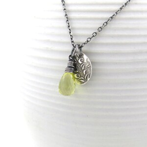 Dainty Lemon Quartz Necklace Gemstone Layering Necklace Sterling Silver Charm Necklace Tiny Yellow Pendant Jewelry Gift for Her Solo image 8