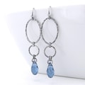 Long Dangle Earrings Silver Drop Earrings Blue Crystal Earrings Geometric Jewelry September Birthstone Jewelry Gift for Her - Adorned Aubrey