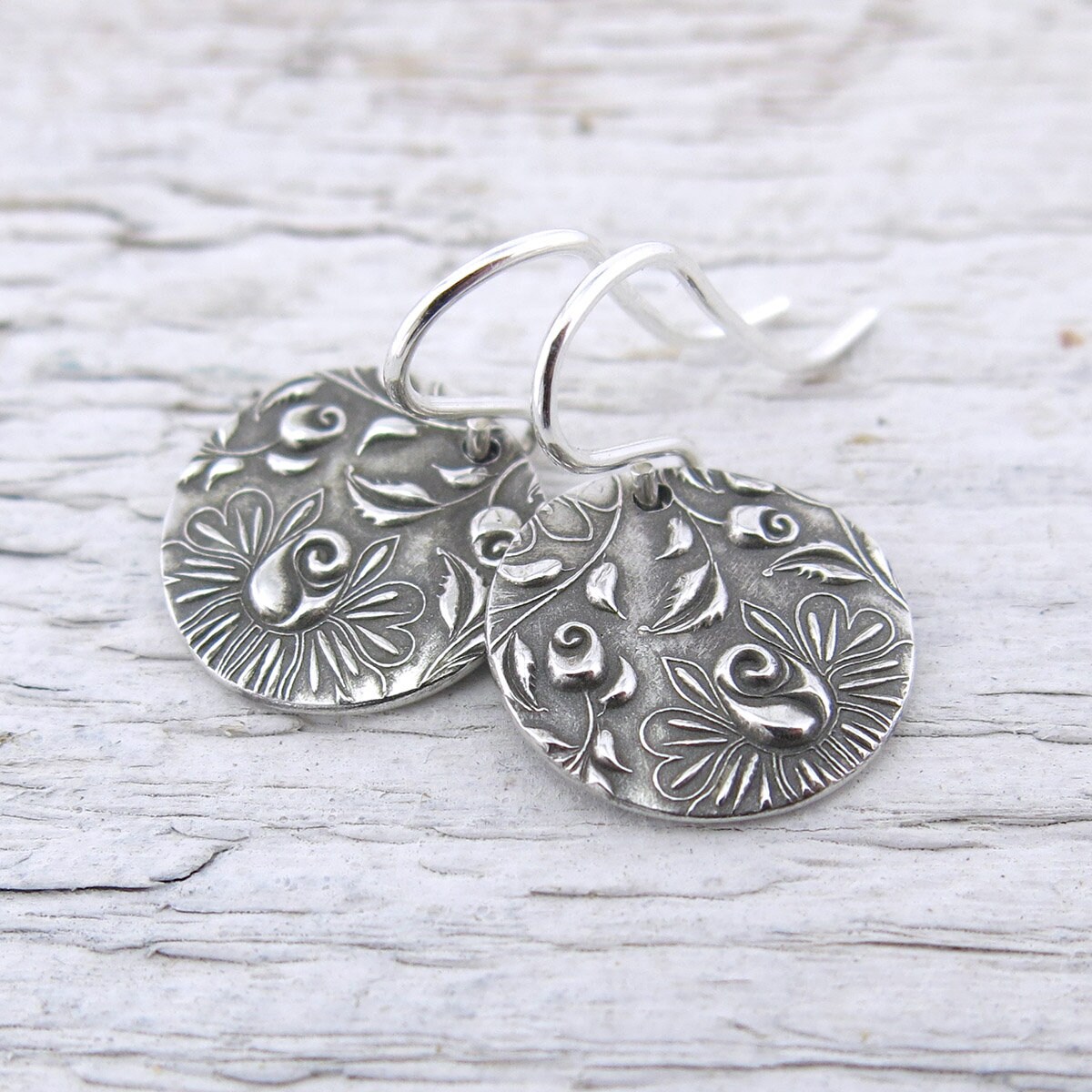 Silver Rose Earrings
