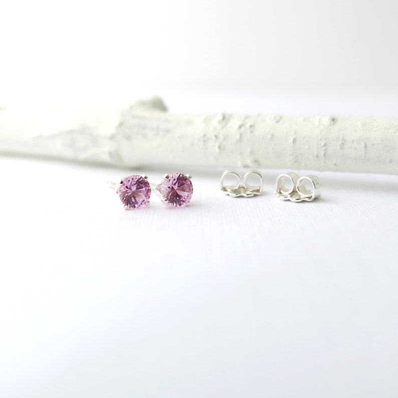 Pink Tourmaline Stud Earrings Pink Tourmaline Earrings Gemstone Post Earrings October Birthstone Jewelry Unique Jewelry Gift for Women image 6