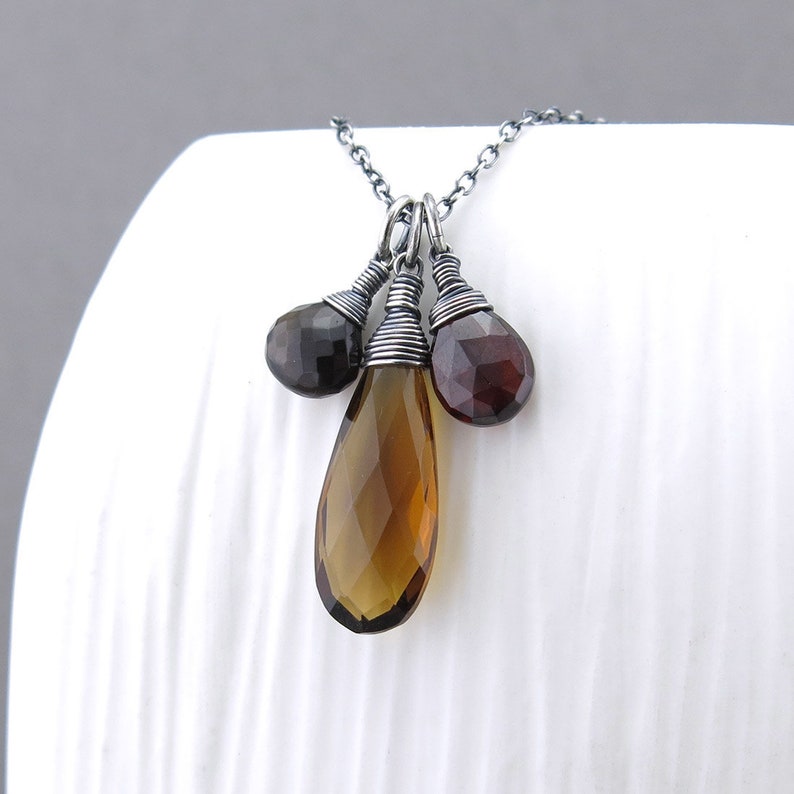 Simple Gemstone Necklace Charm Jewelry Long Gemstone Necklace Brown Necklace Boho Necklace Unique Minimalist Jewelry Ana