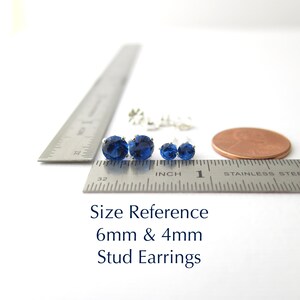 Blue Sapphire Earrings Sapphire Stud Earrings Tiny Stud Earrings Gemstone Post Earrings September Birthstone Jewelry Holiday Gift for Her image 3