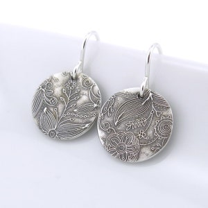 Small Silver Earrings Sterling Silver Jewelry Silver Dangle Earrings Floral Bohemian Wildflower Jewelry Rustic Jewelry Unique Petites image 5