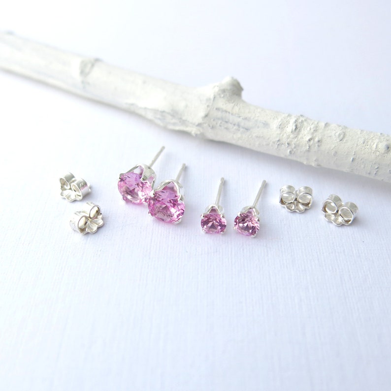 Pink Tourmaline Stud Earrings Pink Tourmaline Earrings Gemstone Post Earrings October Birthstone Jewelry Unique Jewelry Gift for Women image 8