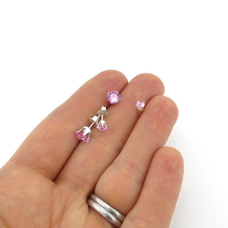 Pink Tourmaline Stud Earrings Pink Tourmaline Earrings Etsy