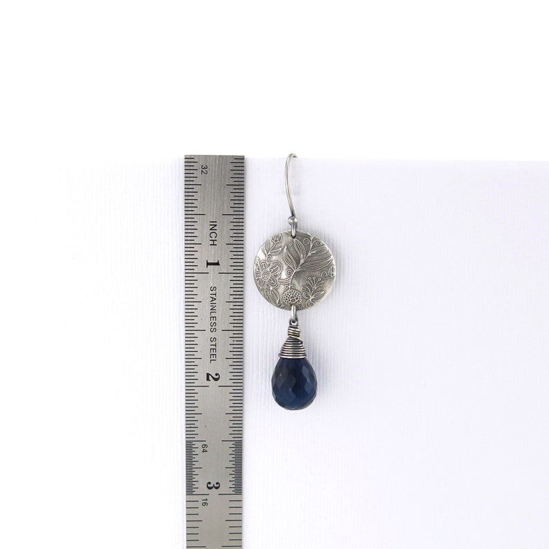 Statement Earrings Blue Sapphire Earrings Silver Earrings Blue Earrings Gemstone Jewelry Long Earrings Dangle Kristen image 2