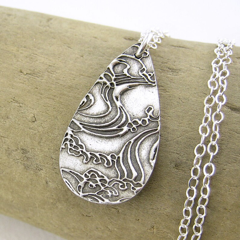 Ocean Necklace Nautical Jewelry Sterling Silver Necklace Etsy