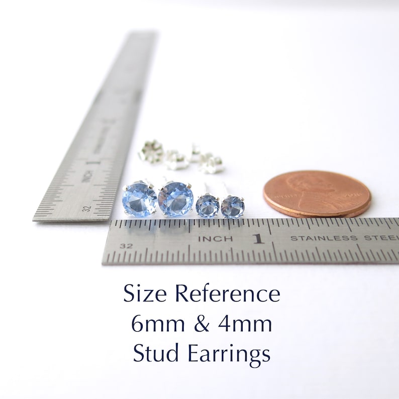 Aquamarine Stud Earrings Aquamarine Earrings March Birthstone Jewelry Gemstone Post Earrings Gift for Her Gift Under 25 image 2