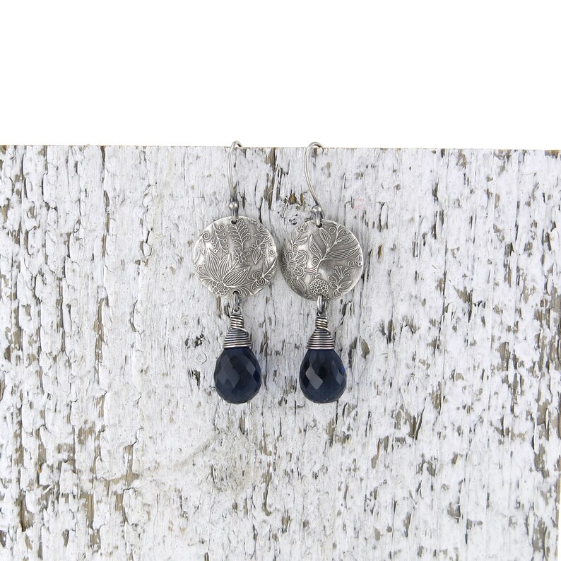 Statement Earrings Blue Sapphire Earrings Silver Earrings Blue Earrings Gemstone Jewelry Long Earrings Dangle Kristen image 6