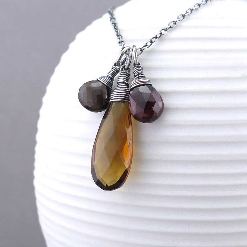 Simple Gemstone Necklace Charm Jewelry Long Gemstone Necklace Brown Necklace Boho Necklace Unique Minimalist Jewelry Ana