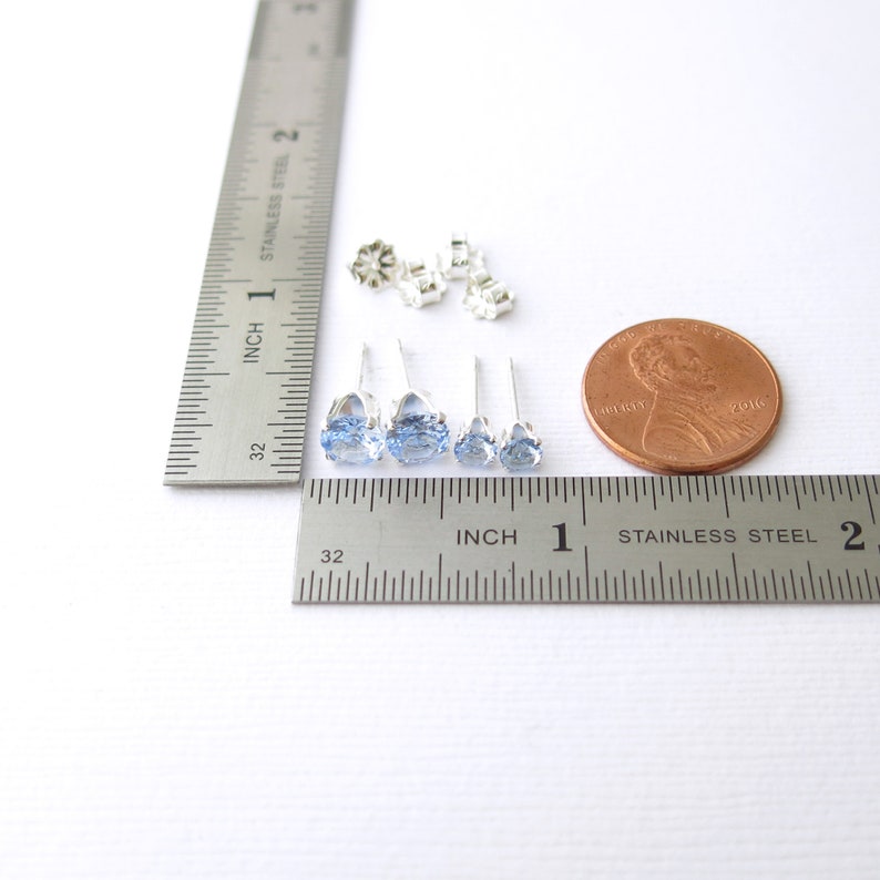 Aquamarine Stud Earrings Aquamarine Earrings March Birthstone Jewelry Gemstone Post Earrings Gift for Her Gift Under 25 image 4