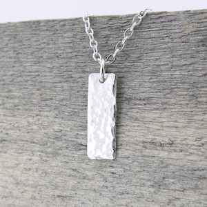 Small Bar Necklace Sterling Silver Pendant Rectangle Necklace Modern Jewelry Unique Handmade Jewelry Holiday Gift for Her