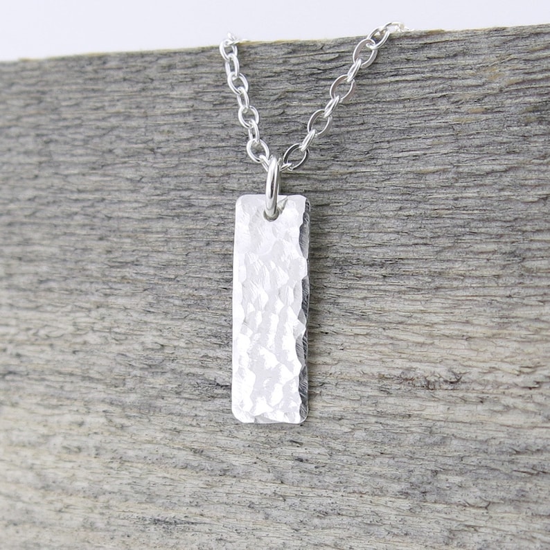 Small Bar Necklace Sterling Silver Pendant Rectangle Necklace Etsy