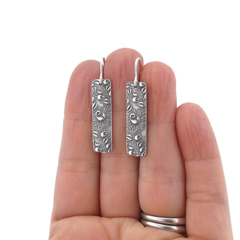 Bohemian Earrings Dangle Silver Earrings Bar Earrings Modern Jewelry Boho Jewelry Gift for Women Silver Jewelry Bar image 3