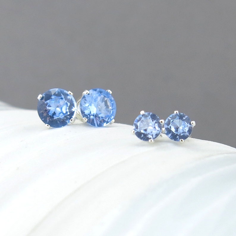 Aquamarine Stud Earrings Aquamarine Earrings March Birthstone Jewelry Gemstone Post Earrings Gift for Her Gift Under 25 image 8