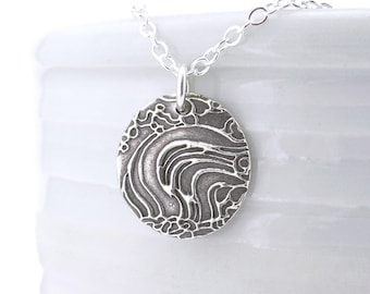 Tiny Silver Necklace Pendant Travel Gift Nature Lover Gift Ocean Necklace Christmas Gift for Her Nautical Jewelry - Unique Petite