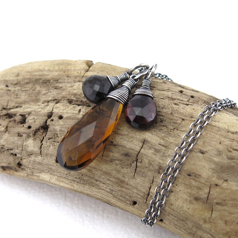 Simple Gemstone Necklace Charm Jewelry Long Gemstone Necklace Brown Necklace Boho Necklace Unique Minimalist Jewelry Ana