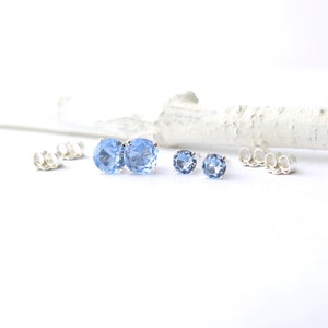 Aquamarine Stud Earrings Aquamarine Earrings March Birthstone Jewelry Gemstone Post Earrings Gift for Her Gift Under 25 image 6
