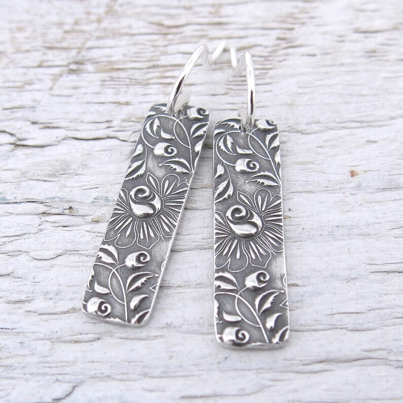 Bohemian Earrings Dangle Silver Earrings Bar Earrings Modern Jewelry Boho Jewelry Gift for Women Silver Jewelry Bar image 6