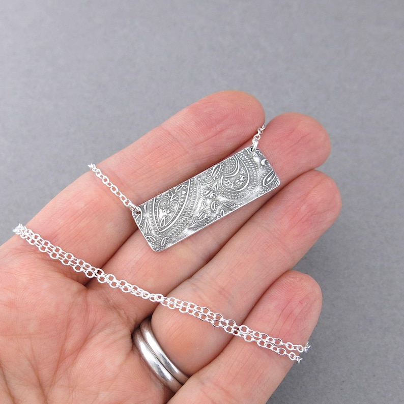Silver Bar Necklace for Women Sterling Silver Necklace Etsy