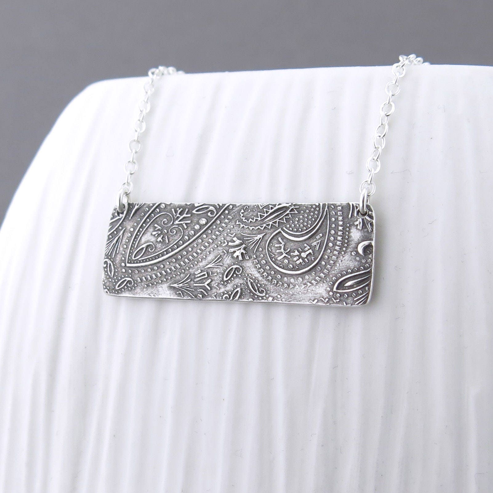 Silver Bar Necklace for Women Sterling Silver Necklace Etsy België