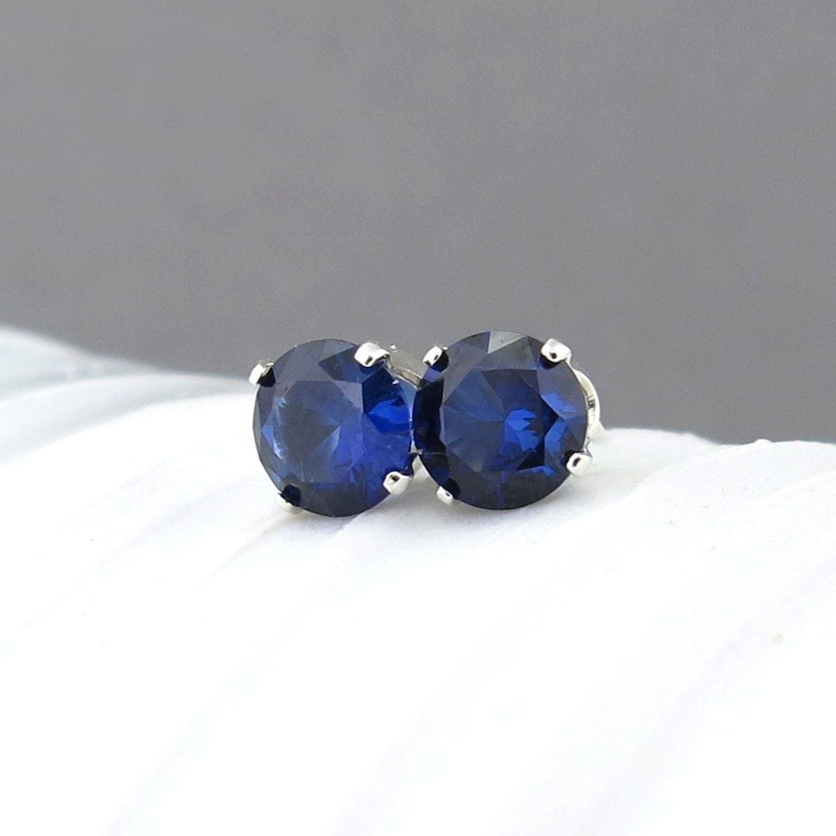Blue Sapphire Studs Earring,Gemstone Textured Earring,Tiny Studs Earring,September Birthstone Jewelry,Handmade Earring,Delicate,Gifts for