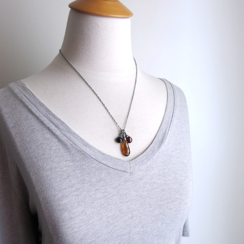 Simple Gemstone Necklace Charm Jewelry Long Gemstone Necklace Brown Necklace Boho Necklace Unique Minimalist Jewelry Ana