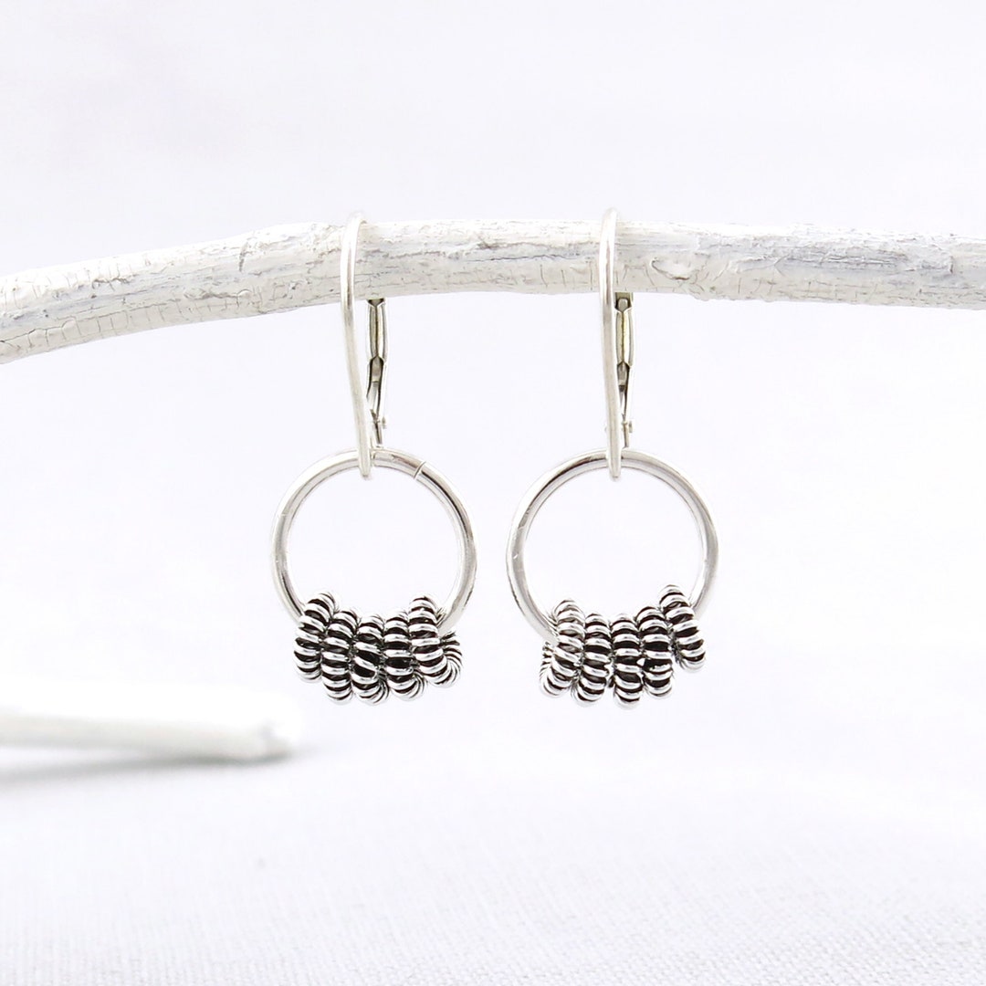 Dainty Silver Hoop Earrings Silver Earrings Tiny Circle Earrings Lever