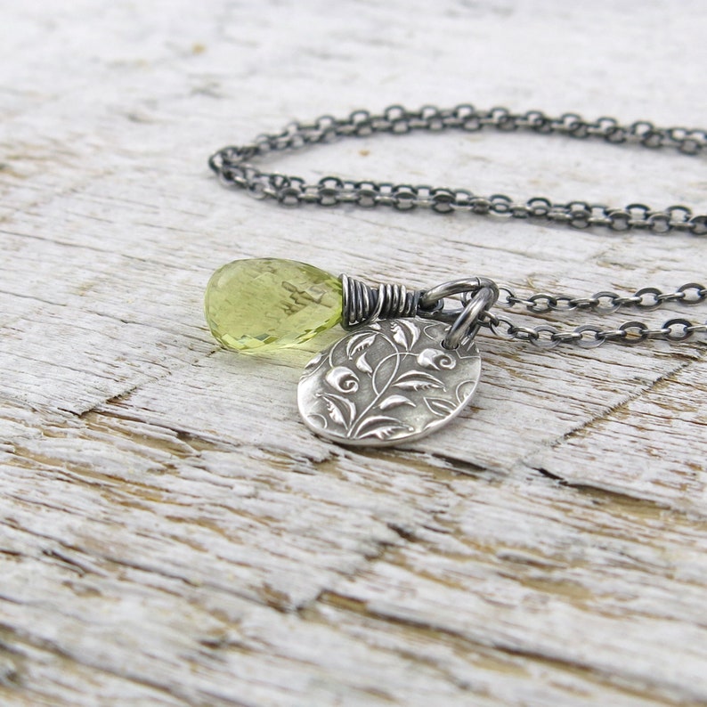 Dainty Lemon Quartz Necklace Gemstone Layering Necklace Sterling Silver Charm Necklace Tiny Yellow Pendant Jewelry Gift for Her Solo image 6