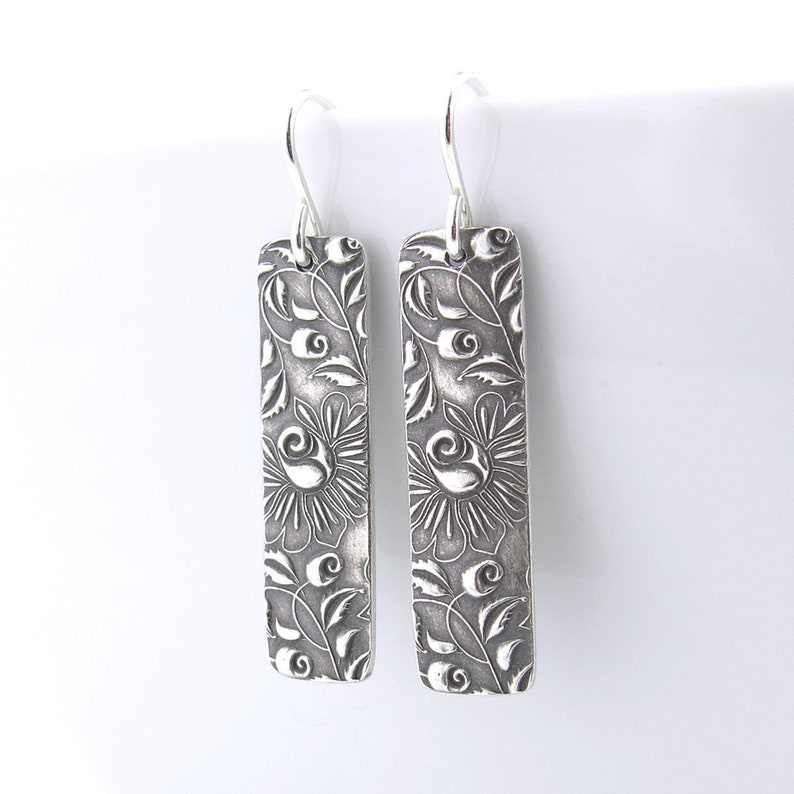 Bohemian Earrings Dangle Silver Earrings Bar Earrings Modern Jewelry Boho Jewelry Gift for Women Silver Jewelry Bar image 5