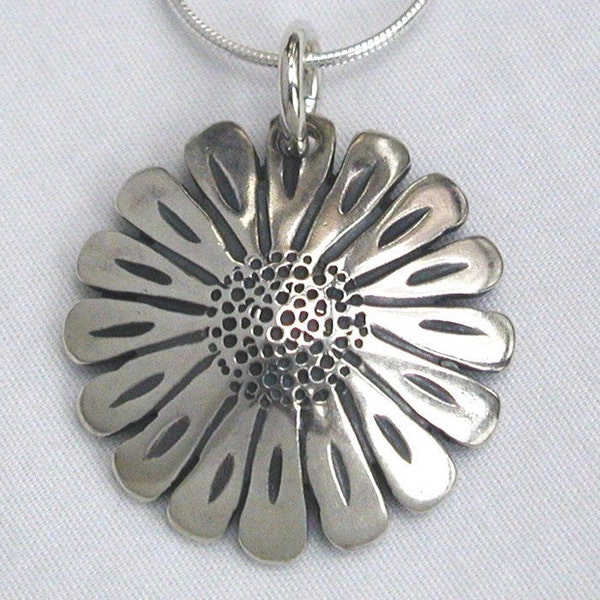 Sunflower Pendant made from Silver Half Dollar Coin