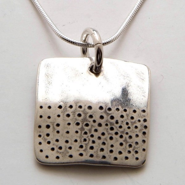 Coin Silver Square Dot Pendant Made from Vintage US Silver Half Dollar Coin