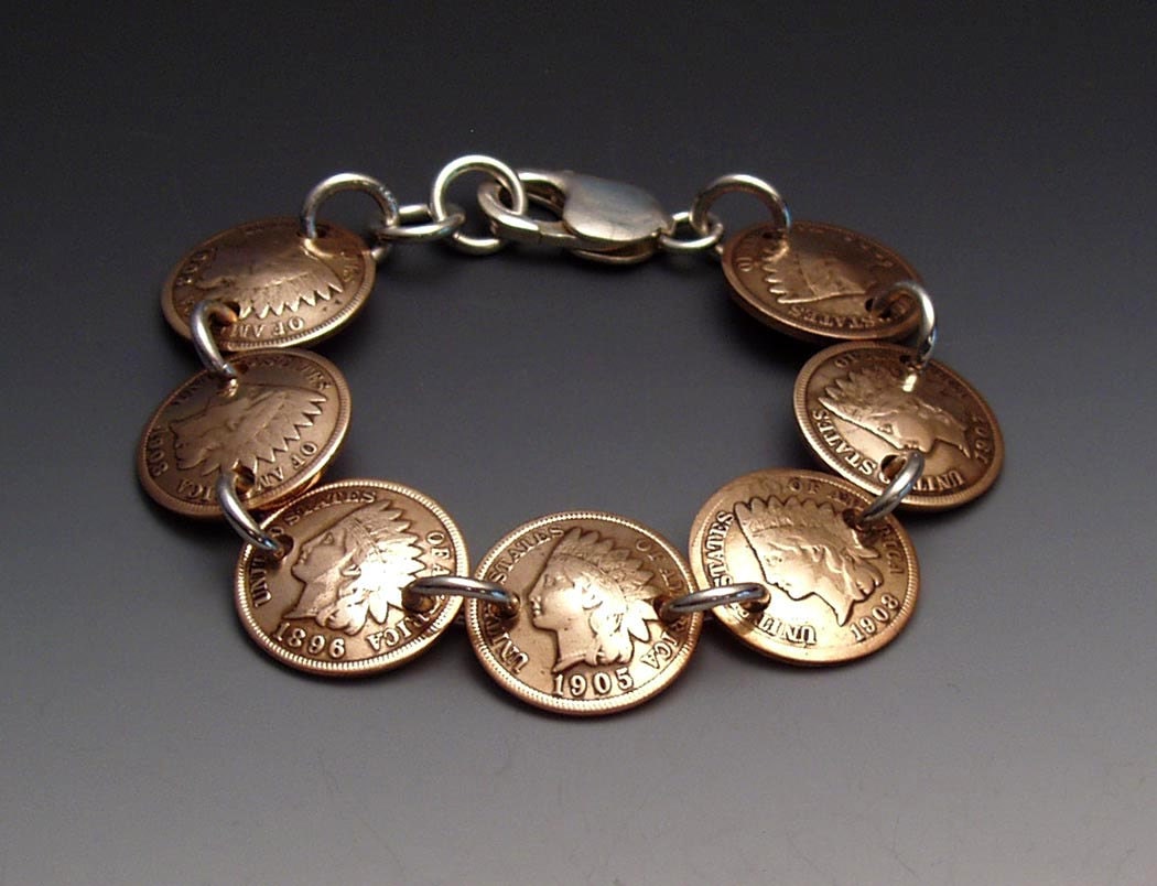 Indian Pennies Bracelet Made From 7 Vintage American Coins - Etsy