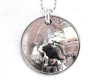 Custom Date Quarter Pendant Modern Year Coin