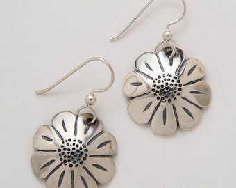 Silver Daisy Earrings made from Vintage US Silver Standing Liberty Quarters