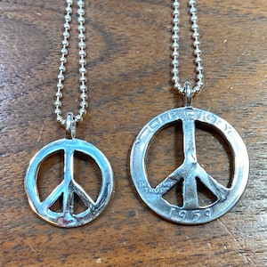 Peace Pendant, Earrings or Key Ring Made from Silver Vintage American Coin Dime or Quarter