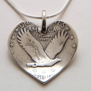 Heart Pendant made from Vintage Silver US Quarter Coin image 1