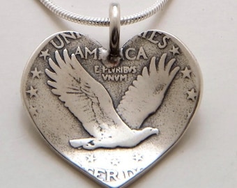 Heart Pendant made from Vintage Silver US Quarter Coin