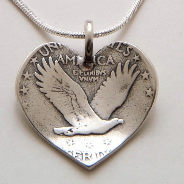 Heart Pendant made from Vintage Silver US Quarter Coin