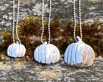 Pumpkin Pendants Made from Silver Vintage American Coin Dime Quarter Half Dollar