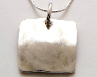 Silver Square Pendant Made from Vintage US Silver Liberty Half Dollar, Quarter or Dime Coin