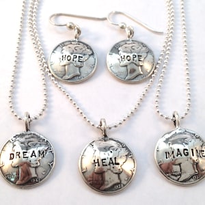 Inspirational Dime Pendant Made from Vintage US Coins